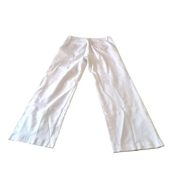 J.Jill Denim Womens Size 12R High-Rise White Wide-Leg Cotton Blend Trouser Pants - Picture 2 of 11